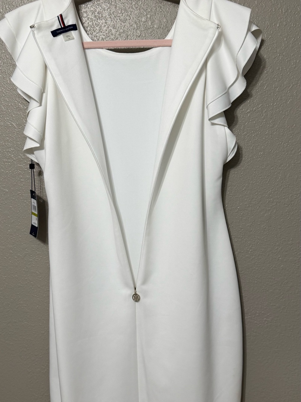 Tommy Hilfiger White Midi Dress with Ruffle Sleeves - Picture 5 of 7